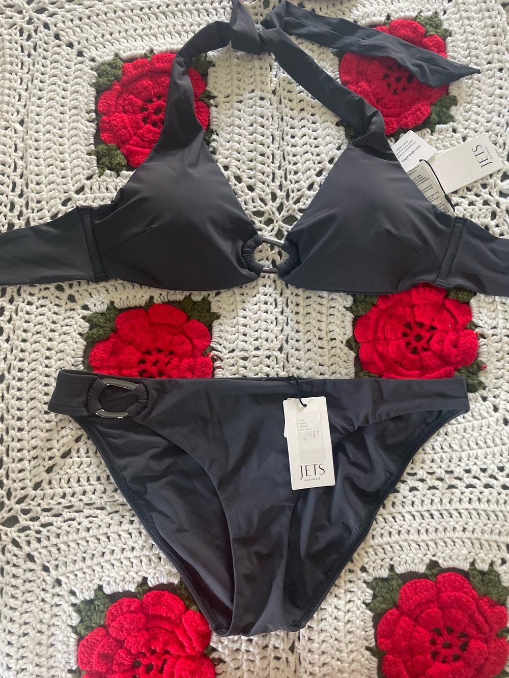 NWT 2pc JETS Australia Jetset Lien Bikini Set - Charcoal - Picture 2 of 12